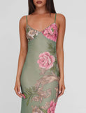 JULIANNA DRESS GREEN FLORAL ROCCOCO FLORAL