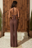 Mid Rise Flared Trousers in Bronze