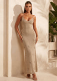 Midsummer Moments Knit Flower Maxi Dress Champagne