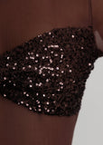 Sheer Grace Sequin Mesh Playsuit Brown