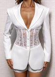 Unspoken Secrets Lace Blazer Two Piece White