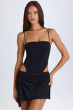 Draped Cut Out Mini Dress in Black