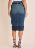 Denim Midi Skirt Medium Dark Wash