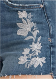 Step Hem Embroidered Short Medium Wash