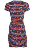 Tie Front T Shirt Dress Dark Gettysburg Gouache