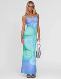 ARDON MAXI DRESS BLUE MACRO FLORAL BLUE HIBISCUS