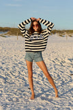USA Navy And Ivory Striped Sweater