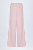 Wide Leg Cotton Poplin Trousers in Pink White Stripe