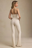 Bow Detail Lace Flared Jumpsuit in Ivory