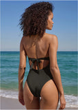 Rosette Halter One Piece Black Red