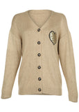Sequin Heart Cardigan Oatmeal Multi