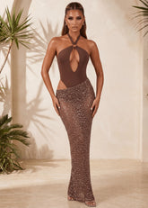 Mocha Muse Embellished Two Piece Brown