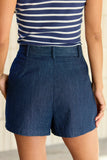 Wherever You Are Dark Wash Belted Denim Shorts