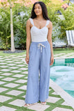 Mia Blue Pinstriped Pull On Pants
