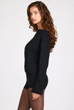 Modal Long Sleeve Backless Romper in Black
