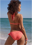 Lace Goddess Push Up Halter Top Coral