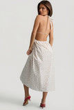 Backless Cotton Poplin Midaxi Dress in Rose Print