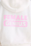 Textured Cotton Jersey Graphic Print Hoodie in White