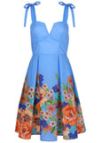 A Line Poplin Dress Voyage Bouquet Border Floral