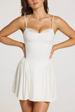 Modal Lace Trim Mini Dress in White
