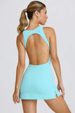 Soft Active Open Back Tennis Dress in Aqua