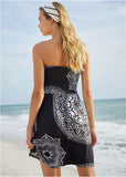 Convertible Cover Up Dress Ornate Medallion Black