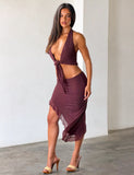 GEORGIE DIAMANTE HI LO SKIRT CHOCOLATE