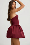Convertible Bow Detail Bubble Hem Midaxi Dress in Wine Red