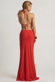 Mid Rise Split Maxi Skirt in Chilli Red