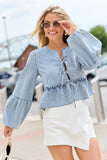 All About You Chambray Tie Front Top
