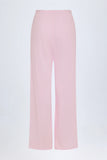 Pointelle Mid Rise Straight Leg Trousers in Baby Pink