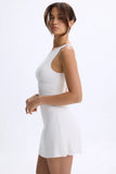 Modal Ruched A Line Micro Mini Dress in White