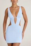 Cut Out A Line Mini Dress in Periwinkle Blue