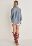 Chambray Button Down Top Medium Wash