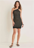 One Shoulder Sweater Dress Jet Black