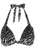 Jungle Velvet Goddess Push Up Halter Top Black Silver