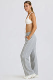 Mid Rise Straight Leg Joggers in Grey Marl