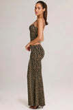 Modal Mid Rise Fishtail Maxi Skirt in Leopard Print