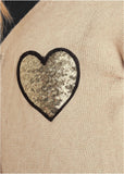 Sequin Heart Cardigan Oatmeal Multi