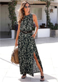 Front Slit Maxi Dress White Black
