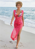 Crochet Maxi Cover Up Dress Fuchsia