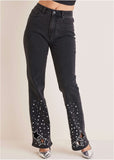 Rhinestone Embellished Jeans Black Wash