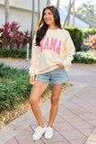 Mama Block Rose Cream Graphic Sweatshirt