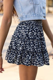 Through the Garden Black White Floral Skort