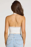 Modal Lace Trim Halterneck Top in White