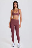 Foldover Mid Rise Stirrup Leggings in Acai