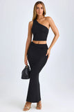 Modal Twist Front Maxi Skirt in Black