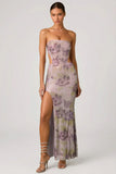 Embellished Cut Out Fishtail Maxi Dress in Lilac