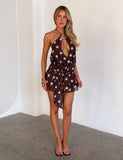 INDIGO MINI DRESS 20 CHOCOLATE BLUE DOT