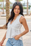 Margaret Ivory Lace Ruffle Trim Tank